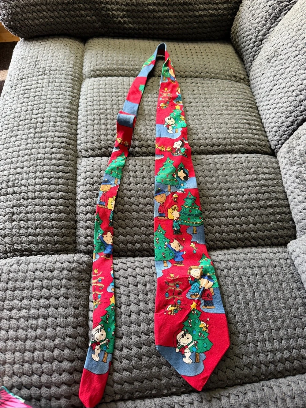 Peanuts Red Holiday Tie with Snoopy & Friends